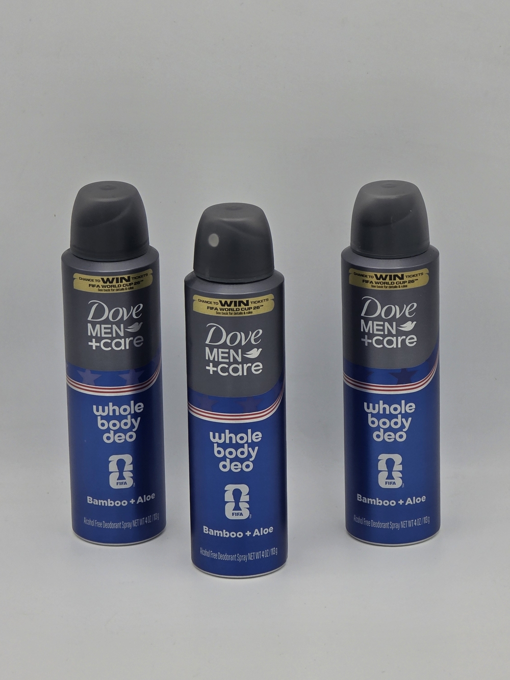 Dove Men+Care Whole Body Deo Spray - Bamboo + Aloe. 3ct